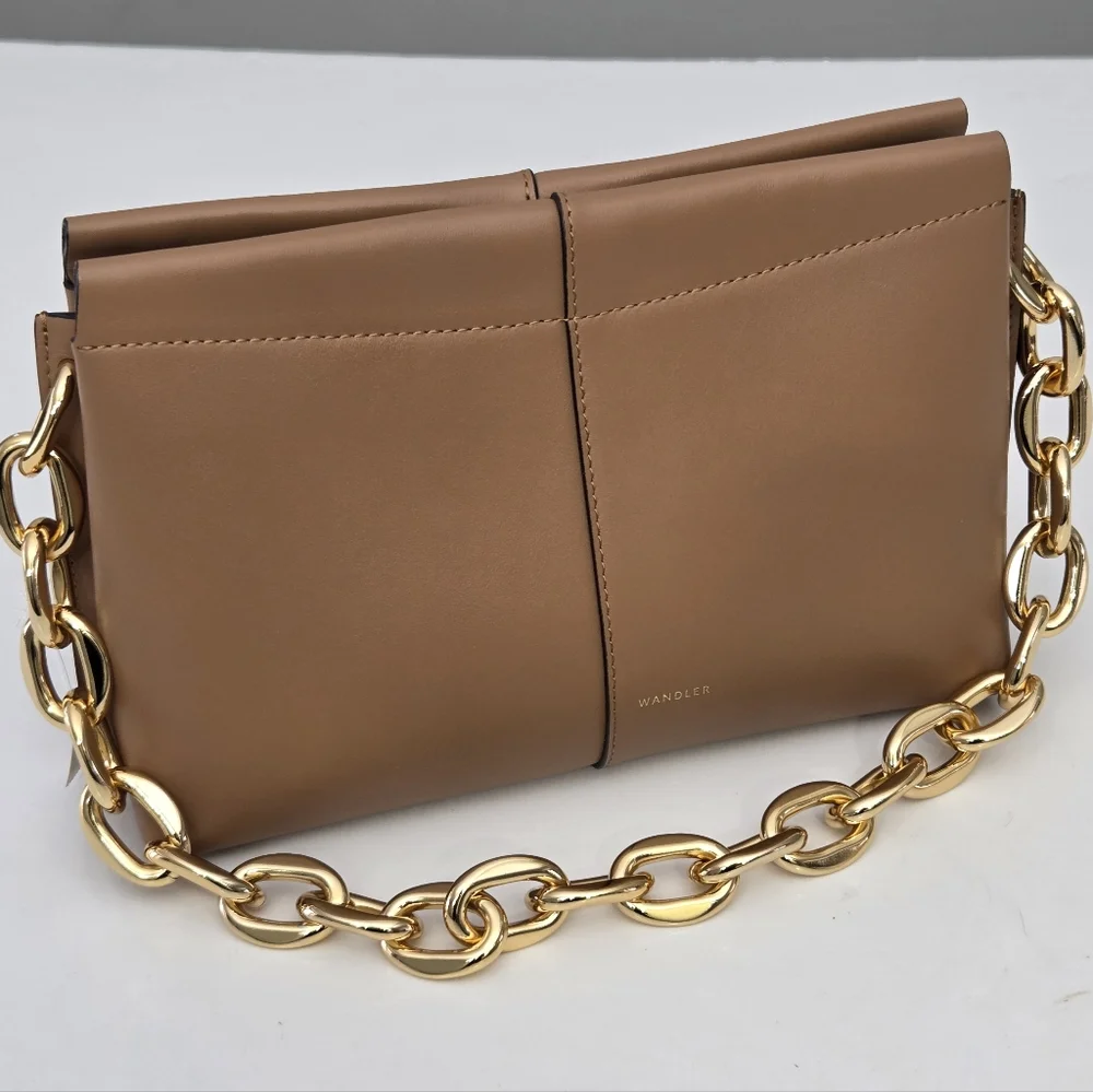 NWT WANDLER MINI CARLY CHAIN STRAP LEATHER SHOULDER BAG - AMBER